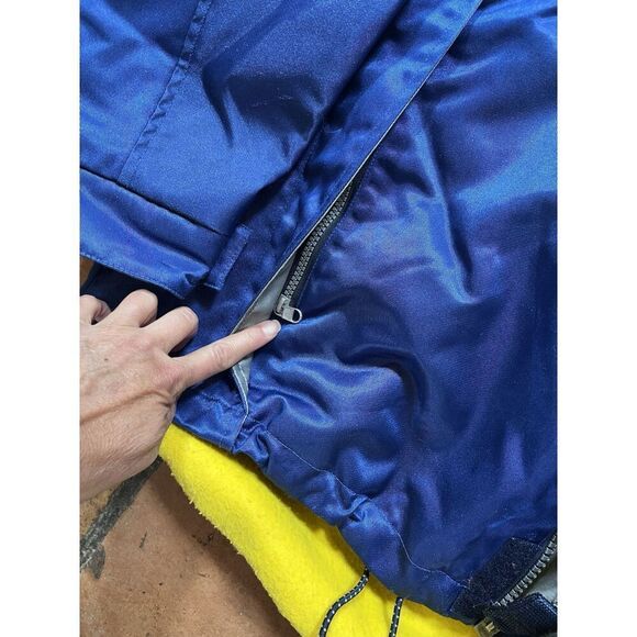 1990S OVERSIZED SHINY BLUE TOMMY HILFIGER PUFFY JACKET YELLOW LINING Men’s XL - Picture 13 of 15